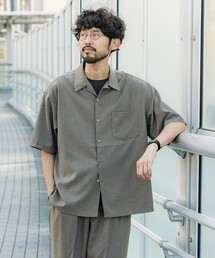 FREAK’S STORE/フリークスストア Reflax 機能性素材 リラックスフィット ストライプ オープンカラーシャツ ショートスリーブ/吸水速乾/イージーケア/UVカット/接触冷感/エコ素材/ストレ