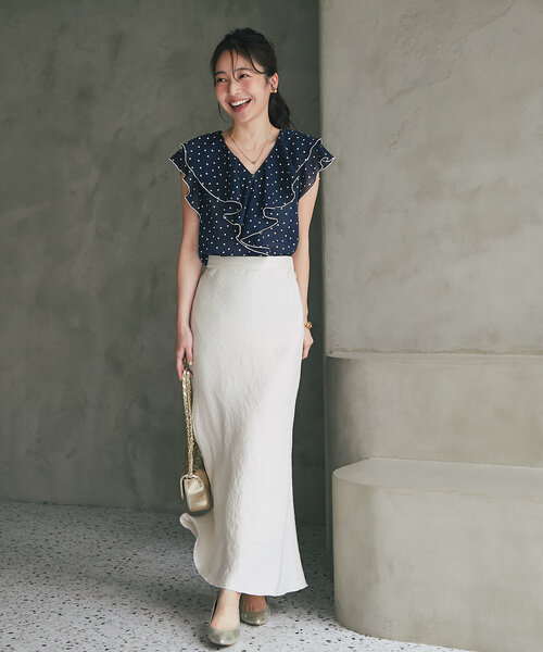 ブラウス シャツ ラッフルドットブラウス レディース ドットラッフルブラウス（シャツ/ブラウス）｜La boutique