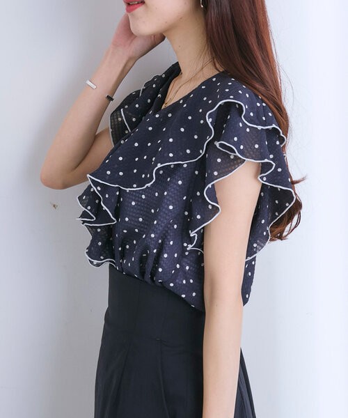 ブラウス シャツ ドットラッフルブラウス レディース ドットラッフルブラウス（シャツ/ブラウス）｜La boutique