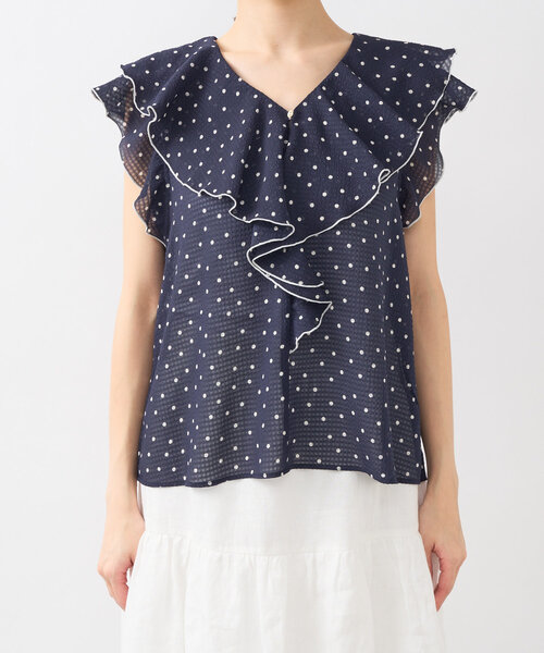 La boutique BonBon(ラブティックボンボン)の「【最強愛されブラウス】ドットラッフルブラウス(シャツ/ブラウス・レディース・オフホワイト/ネイビー・FREE)」の16枚目の写真