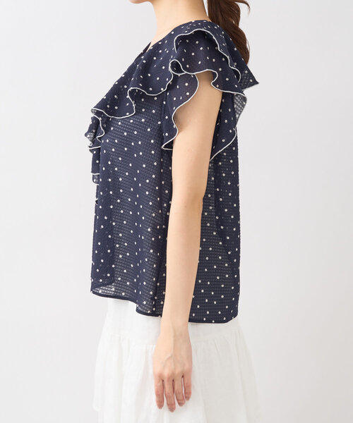 La boutique BonBon(ラブティックボンボン)の「【最強愛されブラウス】ドットラッフルブラウス(シャツ/ブラウス・レディース・オフホワイト/ネイビー・FREE)」の17枚目の写真