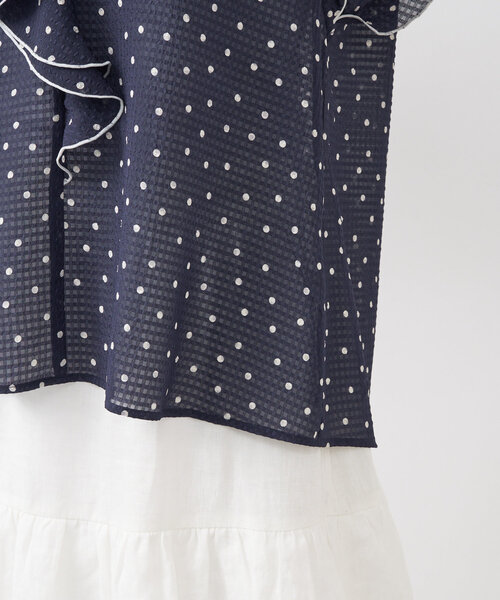 La boutique BonBon(ラブティックボンボン)の「【最強愛されブラウス】ドットラッフルブラウス(シャツ/ブラウス・レディース・オフホワイト/ネイビー・FREE)」の20枚目の写真