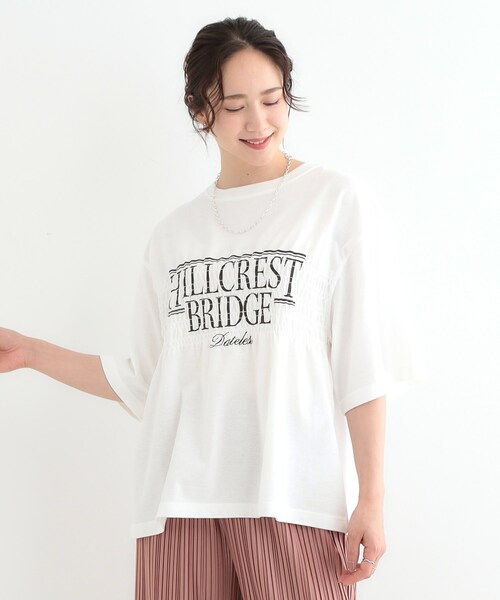 早い者勝ち！レア♡クレージュ21　半袖Tシャツ【38】立体ピンクロゴ　白 セール】胸シャーリング ロゴTシャツ（Tシャツ/カットソー