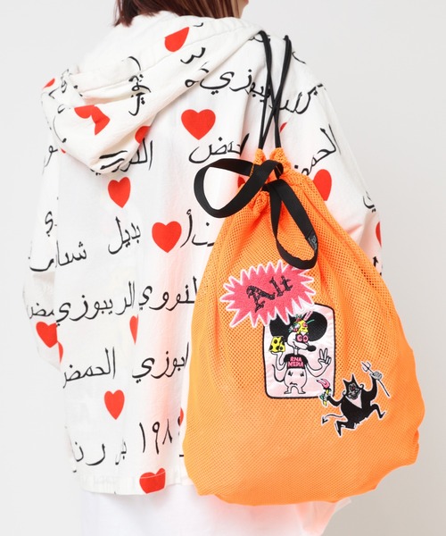 RNA（アールエヌエー）の「E5105 メッシュナップサック（バックパック/リュック・レディース・オレンジ/ブラック/ターコイズブルー・FREE）」の9枚目の写真