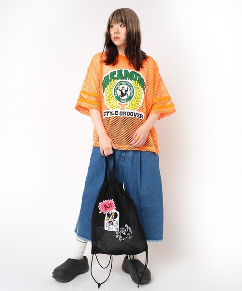 RNA（アールエヌエー）の「E5105 メッシュナップサック（バックパック/リュック・レディース・オレンジ/ブラック/ターコイズブルー・FREE）」の12枚目の写真