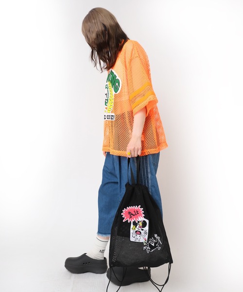 RNA（アールエヌエー）の「E5105 メッシュナップサック（バックパック/リュック・レディース・オレンジ/ブラック/ターコイズブルー・FREE）」の13枚目の写真