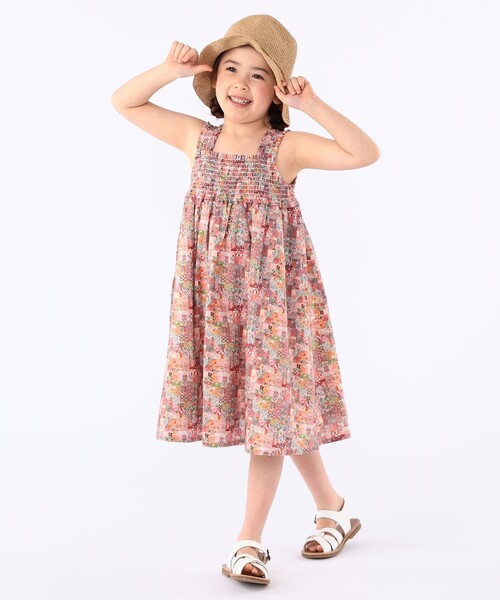SHIPS（シップス）の「SHIPS KIDS:100～130cm / リバティ ノースリーブ ワンピース（ワンピース・キッズ・ブルー系1/ピンク系・100/110/130/120）」の3枚目の写真