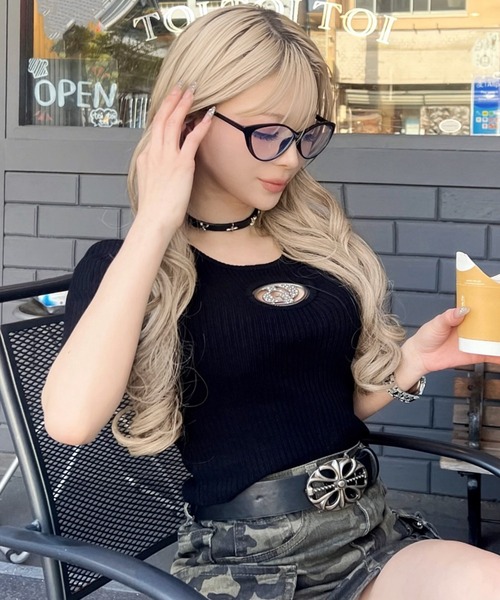 GYDA（ジェイダ）の「GD bijou MOLDハーフスリーブニット