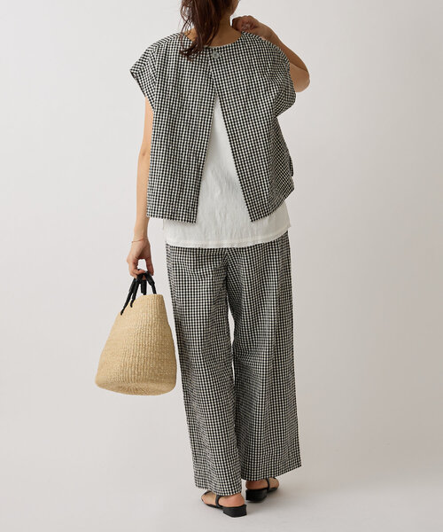 BEARDSLEY（ビアズリー）の「綿ワッシャーウエストリブパンツ（その他パンツ・レディース・ブラック/グレー・1/0）」の6枚目の写真