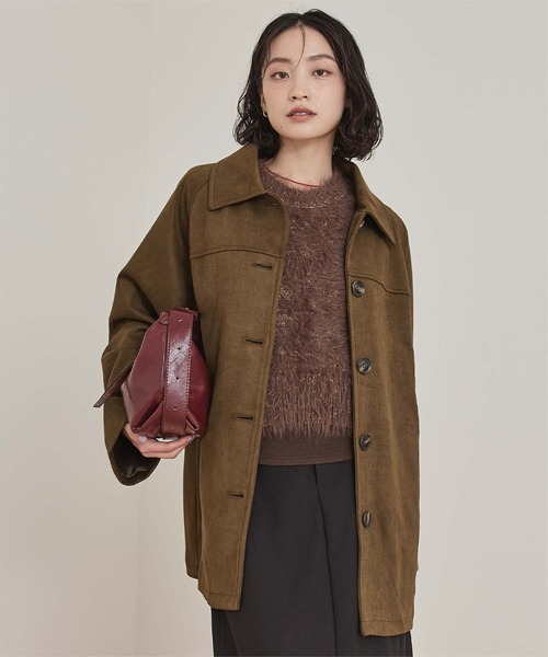 miette(ミエット)の「フェイクスエードステンカラージャケット(ステンカラーコート・レディース・ブラック/ブラウン/チャコール・FREE)」の1枚目の写真