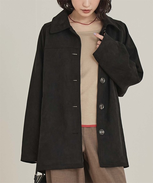 miette(ミエット)の「フェイクスエードステンカラージャケット(ステンカラーコート・レディース・ブラック/ブラウン/チャコール・FREE)」の2枚目の写真