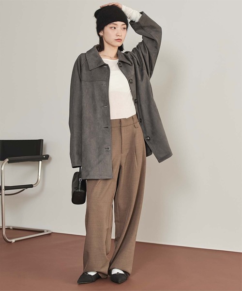 miette(ミエット)の「フェイクスエードステンカラージャケット(ステンカラーコート・レディース・ブラック/ブラウン/チャコール・FREE)」の11枚目の写真