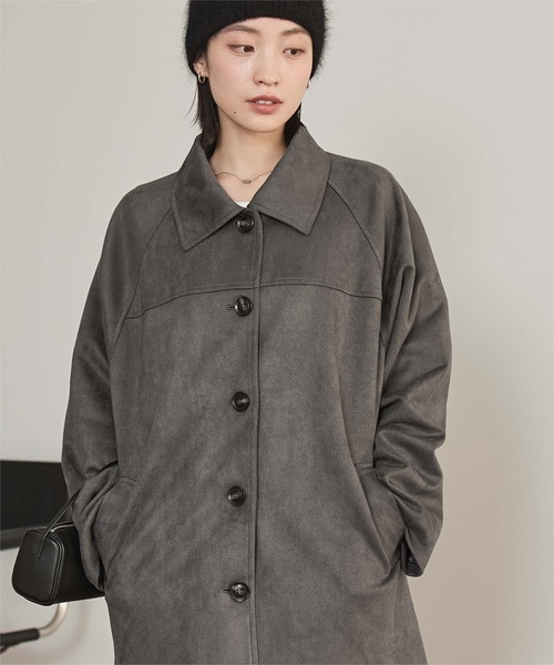 miette(ミエット)の「フェイクスエードステンカラージャケット(ステンカラーコート・レディース・ブラック/ブラウン/チャコール・FREE)」の12枚目の写真