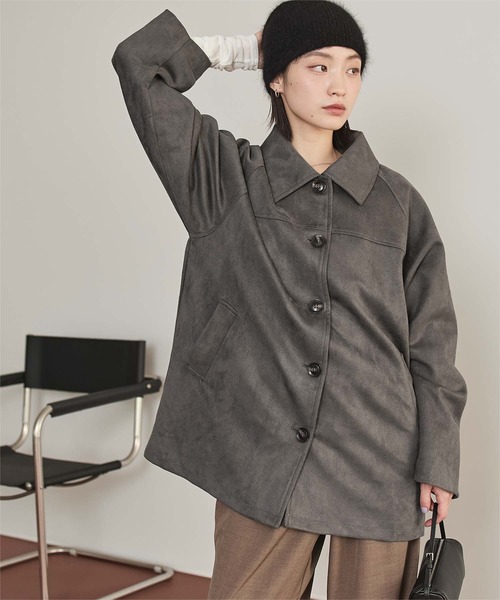 miette(ミエット)の「フェイクスエードステンカラージャケット(ステンカラーコート・レディース・ブラック/ブラウン/チャコール・FREE)」の13枚目の写真