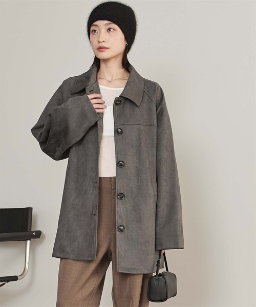 miette(ミエット)の「フェイクスエードステンカラージャケット(ステンカラーコート・レディース・ブラック/ブラウン/チャコール・FREE)」の15枚目の写真