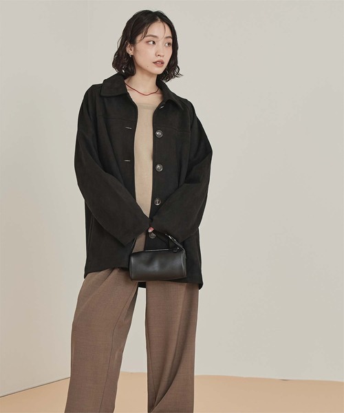 miette(ミエット)の「フェイクスエードステンカラージャケット(ステンカラーコート・レディース・ブラック/ブラウン/チャコール・FREE)」の10枚目の写真