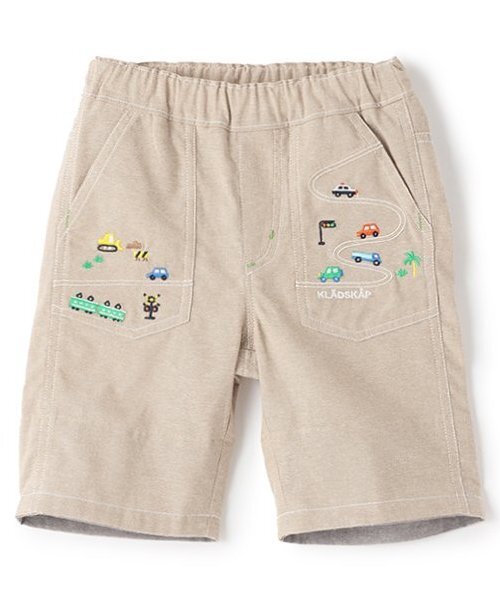 kladskap(クレードスコープ)の「【人気商品のため再入荷】乗り物刺しゅう5分丈パンツ(その他パンツ・キッズ・レッド/ベージュ/ネイビー・90cm/100cm/110cm/120cm/130cm/80cm)」の2枚目の写真