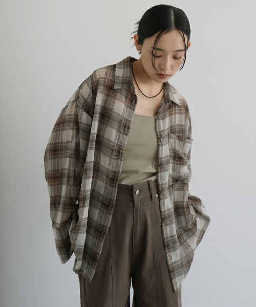 hellam(へラム)の「シアーアソートシャツ(シャツ/ブラウス・レディース・ブラック/オフホワイト/ブルー/ブラウン/イエロー/ネイビー/ブラック系1/ブラウン系1・FREE)」の5枚目の写真