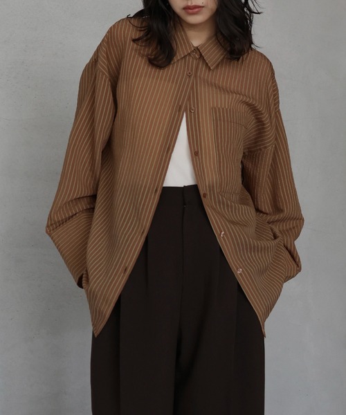 hellam(へラム)の「シアーアソートシャツ(シャツ/ブラウス・レディース・ブラック/オフホワイト/ブルー/ブラウン/イエロー/ネイビー/ブラック系1/ブラウン系1・FREE)」の4枚目の写真