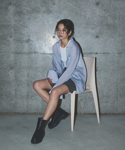 hellam(へラム)の「シアーアソートシャツ(シャツ/ブラウス・レディース・ブラック/オフホワイト/ブルー/ブラウン/イエロー/ネイビー/ブラック系1/ブラウン系1・FREE)」の10枚目の写真