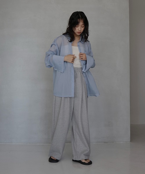 hellam(へラム)の「シアーアソートシャツ(シャツ/ブラウス・レディース・ブラック/オフホワイト/ブルー/ブラウン/イエロー/ネイビー/ブラック系1/ブラウン系1・FREE)」の14枚目の写真