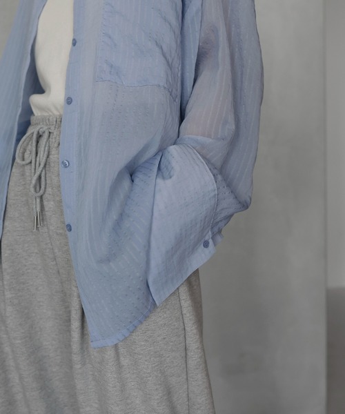 hellam(へラム)の「シアーアソートシャツ(シャツ/ブラウス・レディース・ブラック/オフホワイト/ブルー/ブラウン/イエロー/ネイビー/ブラック系1/ブラウン系1・FREE)」の16枚目の写真