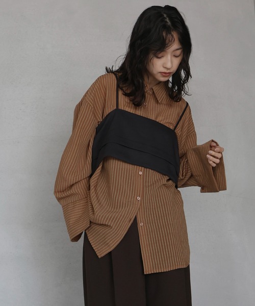 hellam(へラム)の「シアーアソートシャツ(シャツ/ブラウス・レディース・ブラック/オフホワイト/ブルー/ブラウン/イエロー/ネイビー/ブラック系1/ブラウン系1・FREE)」の20枚目の写真