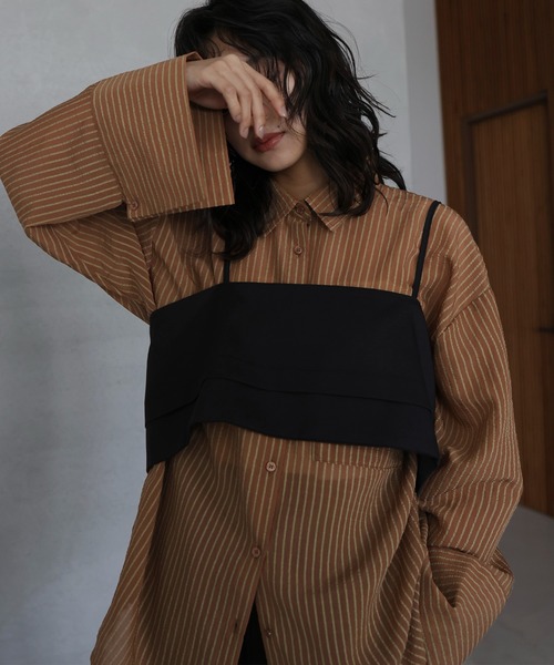 hellam(へラム)の「シアーアソートシャツ(シャツ/ブラウス・レディース・ブラック/オフホワイト/ブルー/ブラウン/イエロー/ネイビー/ブラック系1/ブラウン系1・FREE)」の22枚目の写真