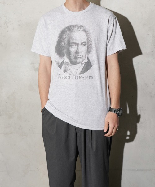 JERZEES(ジャージーズ)の「JERZEES / ジャージーズ BEETHOVEN TEE ベートーヴェン グラフィック Tシャツ(Tシャツ/カットソー・メンズ・ヘザーグレー/ホワイト/ライトグレー・LARGE/X-LARGE/MEDIUM/SMALL)」の16枚目の写真