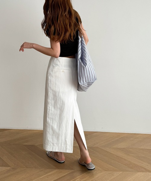 CANAL JEAN（キャナルジーン）の「MAYSEVEN　コットンナイロンタイトスカート（スカート・レディース・ホワイト/ブラック・SMALL/MEDIUM）」の6枚目の写真