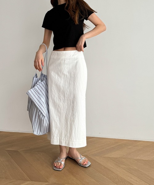 CANAL JEAN（キャナルジーン）の「MAYSEVEN　コットンナイロンタイトスカート（スカート・レディース・ホワイト/ブラック・SMALL/MEDIUM）」の7枚目の写真