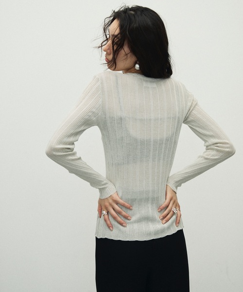 Sherbet Touch Front Hole Random Rib Knit / シャーベットタッチ