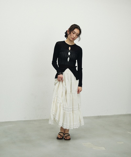 Sherbet Touch Front Hole Random Rib Knit / シャーベットタッチ