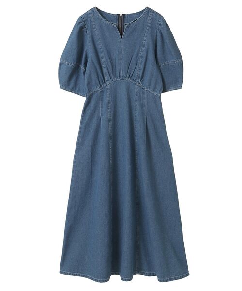 ELENCARE DUE（エレンカーレデュエ）の「・ELENCARE DUE デニム5分袖ワンピース（ワンピース・レディース・インディゴブルー/ライトインディゴブルー/グレー・FREE）」の3枚目の写真