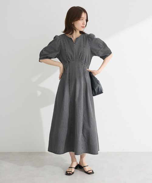 ELENCARE DUE（エレンカーレデュエ）の「・ELENCARE DUE デニム5分袖ワンピース（ワンピース・レディース・インディゴブルー/ライトインディゴブルー/グレー・FREE）」の16枚目の写真