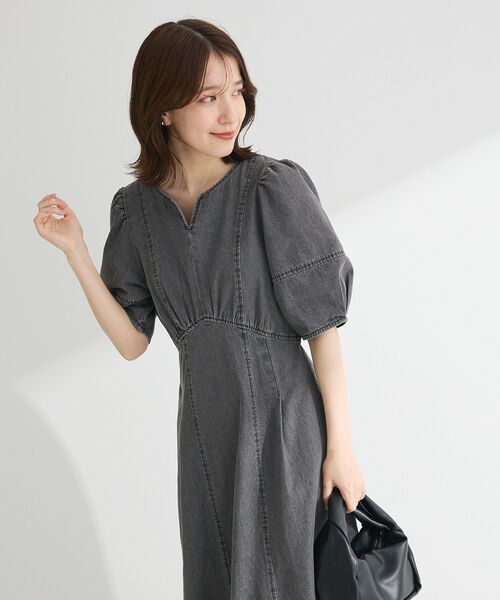 ELENCARE DUE（エレンカーレデュエ）の「・ELENCARE DUE デニム5分袖ワンピース（ワンピース・レディース・インディゴブルー/ライトインディゴブルー/グレー・FREE）」の21枚目の写真