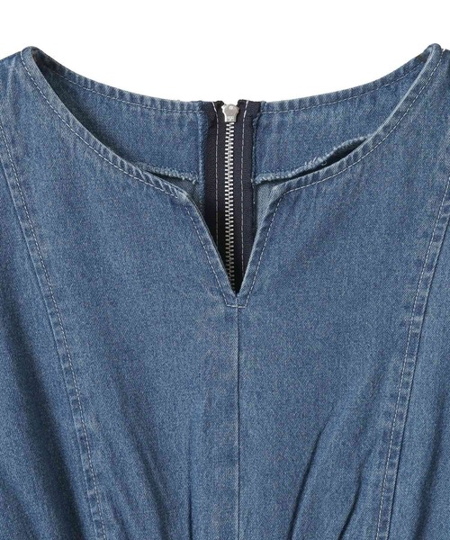 ELENCARE DUE（エレンカーレデュエ）の「・ELENCARE DUE デニム5分袖ワンピース（ワンピース・レディース・インディゴブルー/ライトインディゴブルー/グレー・FREE）」の7枚目の写真
