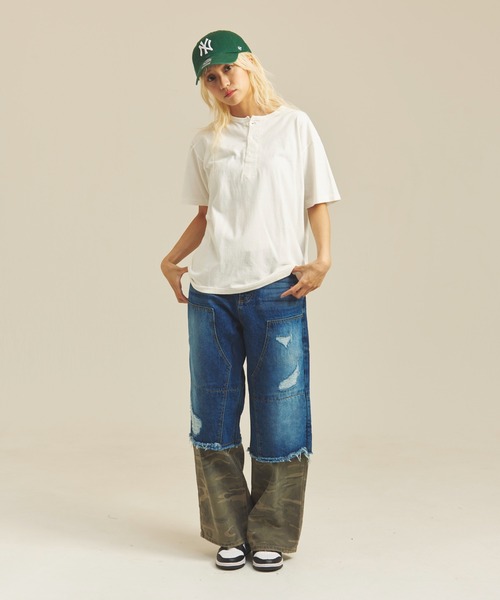 Healthknit(ヘルスニット)の「Healthknit TOMPKINS JERSEY HENLEY NECK S/S TEE(Tシャツ/カットソー・メンズ・ホワイト/ブラック・L/M/XL)」の12枚目の写真
