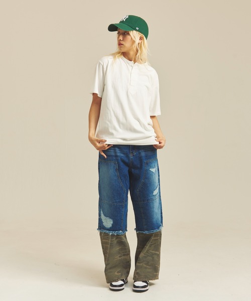 Healthknit(ヘルスニット)の「Healthknit TOMPKINS JERSEY HENLEY NECK S/S TEE(Tシャツ/カットソー・メンズ・ホワイト/ブラック・L/M/XL)」の13枚目の写真