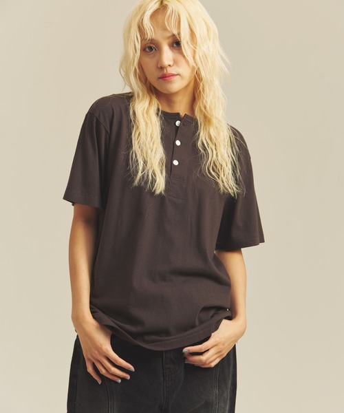 Healthknit(ヘルスニット)の「Healthknit TOMPKINS JERSEY HENLEY NECK S/S TEE(Tシャツ/カットソー・メンズ・ホワイト/ブラック・L/M/XL)」の20枚目の写真