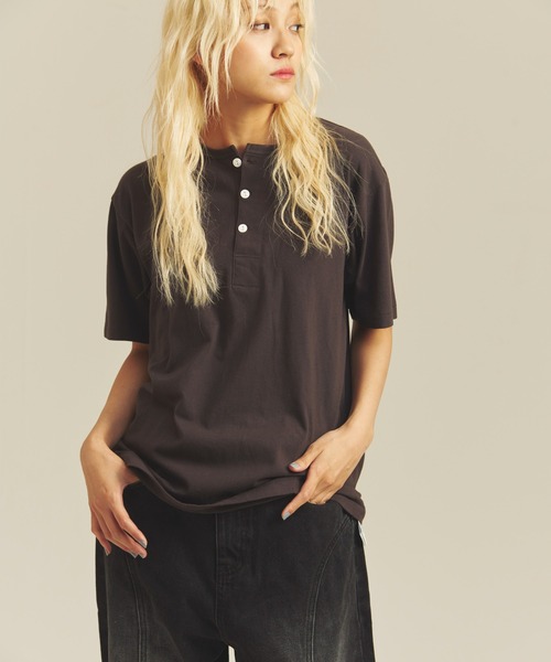 Healthknit(ヘルスニット)の「Healthknit TOMPKINS JERSEY HENLEY NECK S/S TEE(Tシャツ/カットソー・メンズ・ホワイト/ブラック・L/M/XL)」の21枚目の写真