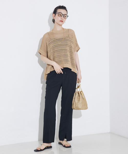 qualite（カリテ）の「【大人の透け感】透かしガータースクエアニット/夏服/サマーニット（ニット/セーター・レディース・その他/オフホワイト/ブルー/ベージュ/グリーン・フリー）」の9枚目の写真