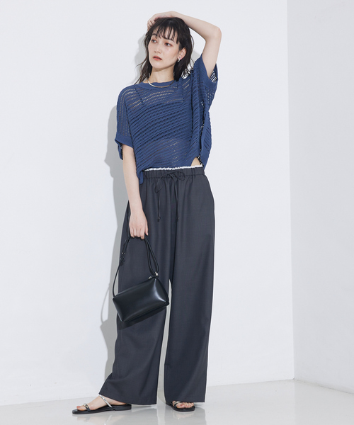 qualite（カリテ）の「【大人の透け感】透かしガータースクエアニット/夏服/サマーニット（ニット/セーター・レディース・その他/オフホワイト/ブルー/ベージュ/グリーン・フリー）」の10枚目の写真