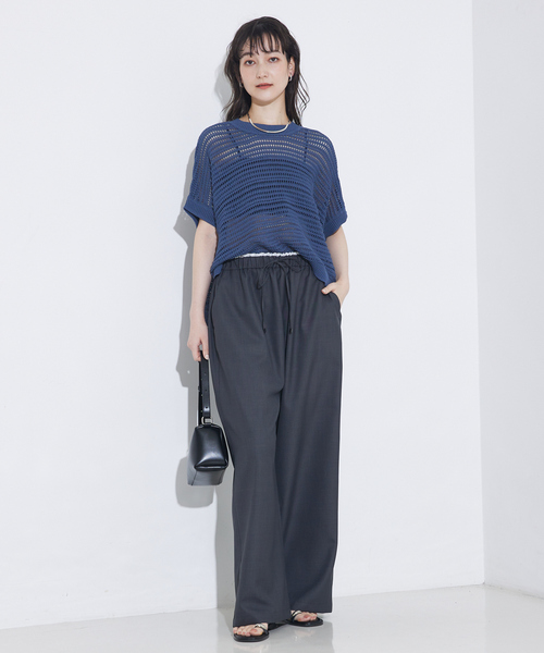 qualite（カリテ）の「【大人の透け感】透かしガータースクエアニット/夏服/サマーニット（ニット/セーター・レディース・その他/オフホワイト/ブルー/ベージュ/グリーン・フリー）」の20枚目の写真