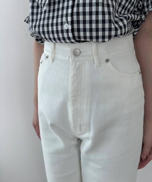 MISCH MASCH（ミッシュマッシュ）の「ハイウエストワイドデニム（デニムパンツ・レディース・ホワイト/インディゴブルー・マルチサイズ）」の7枚目の写真