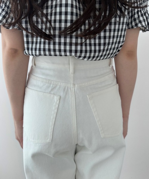 MISCH MASCH（ミッシュマッシュ）の「ハイウエストワイドデニム（デニムパンツ・レディース・ホワイト/インディゴブルー・マルチサイズ）」の8枚目の写真