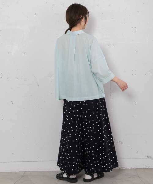 セール】シロツメクサ刺繍6分袖ブラウス（シャツ/ブラウス