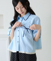 レイヤード風アソートドロストリボンシャツ