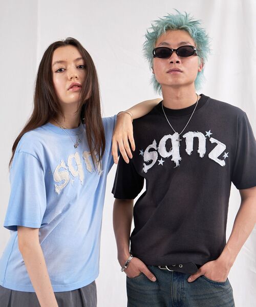 SEQUENZ（シークエンズ）の「【sqnz（エスキュンズ）】sqnz applique washed tee / Tシャツ 半袖 クルーネック 加工 フリンジ（Tシャツ/カットソー・メンズ・ライトグレー/ブラック/ライトブルー・SMALL/LARGE/MEDIUM）」の5枚目の写真