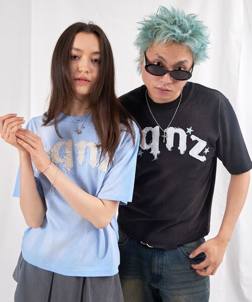 SEQUENZ（シークエンズ）の「【sqnz（エスキュンズ）】sqnz applique washed tee / Tシャツ 半袖 クルーネック 加工 フリンジ（Tシャツ/カットソー・メンズ・ライトグレー/ブラック/ライトブルー・SMALL/LARGE/MEDIUM）」の8枚目の写真